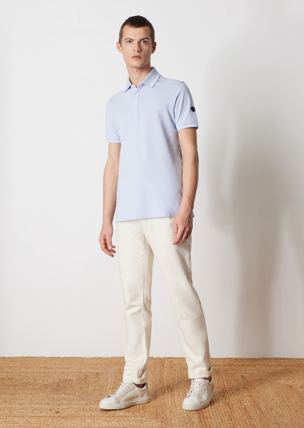 Pantalon casual skinny en coton et lin unis ficelle - Father and Sons 56005