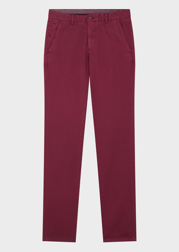 Chino slack skinny en coton stretch uni framboise - Father and Sons 63273