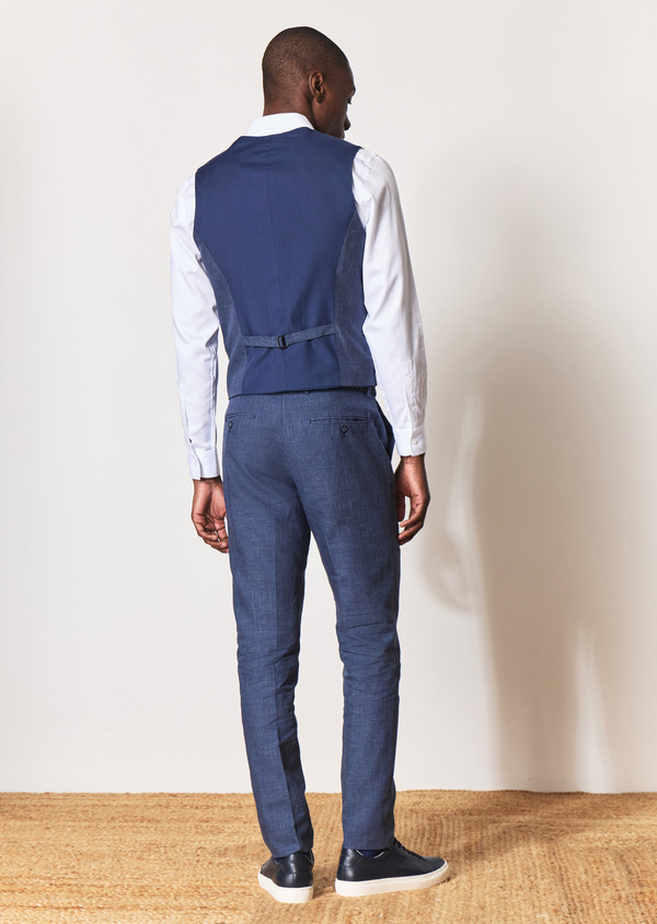 Pantalon coordonnable Skinny en lin et coton unis bleu indigo - Father and Sons 55370