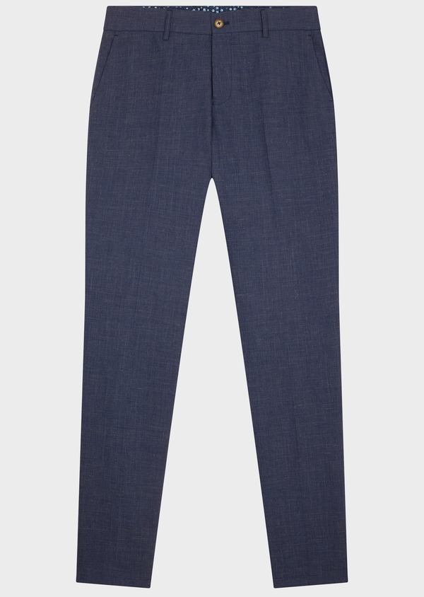 Pantalon coordonnable Skinny en lin et coton unis bleu indigo - Father and Sons 55371