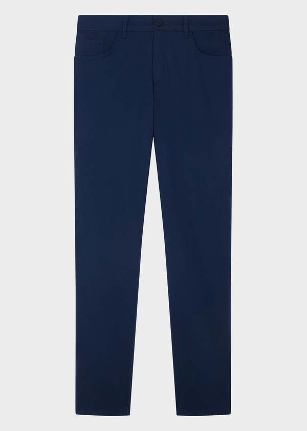 Pantalon casual skinny 7/8 en coton stretch uni bleu marine - Father and Sons 63924