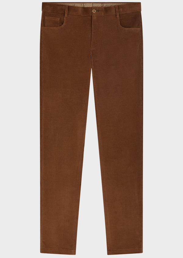 Pantalon coordonnable Skinny en velours côtelé uni cognac - Father and Sons 49159