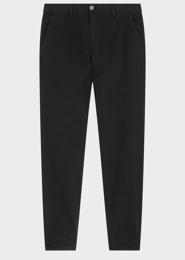 Chino slack skinny 7/8 en coton stretch uni noir - Father and Sons 63885