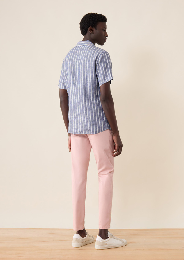 Chino slack skinny 7/8 en coton stretch uni rose - Father and Sons 62686