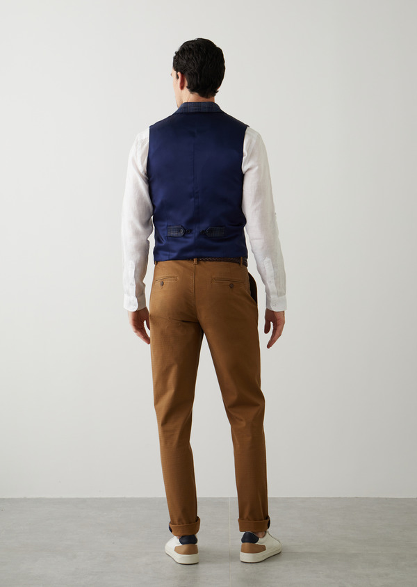 Chino slack skinny en coton stretch uni tabac - Father and Sons 46254