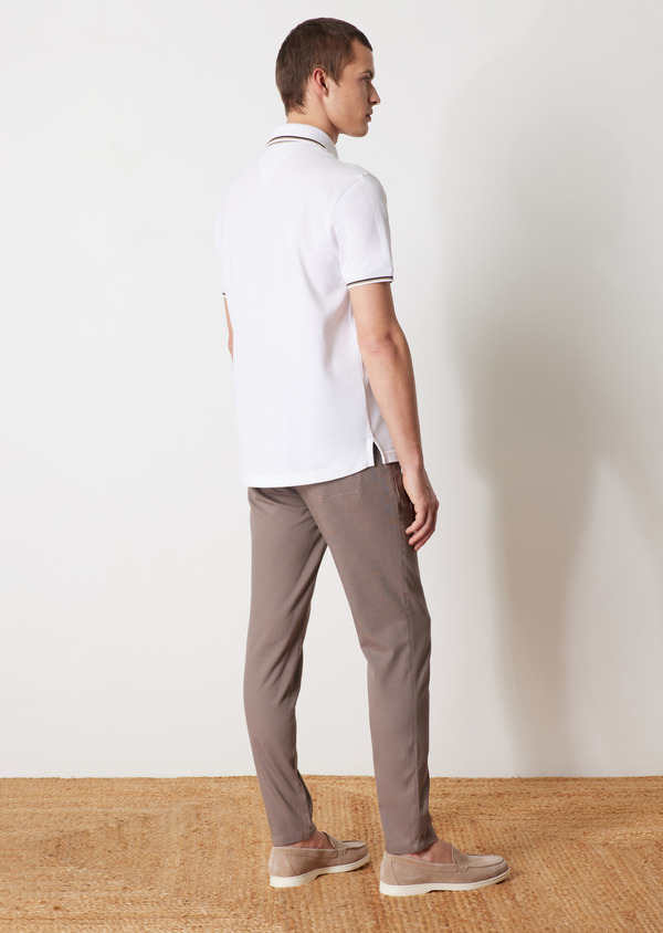 Chino slack skinny 7/8 en coton stretch uni taupe - Father and Sons 56597