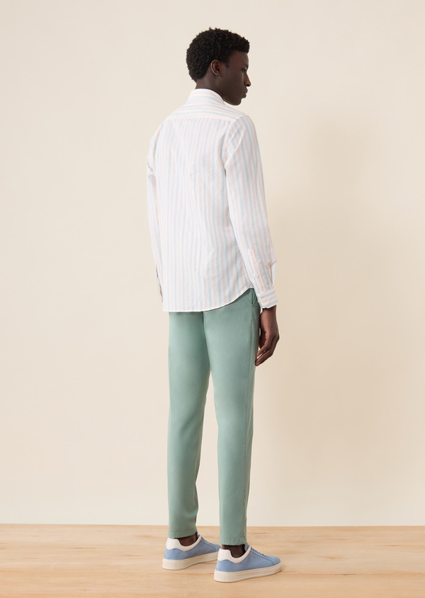 Chino slack skinny 7/8 en coton stretch uni vert - Father and Sons 63913