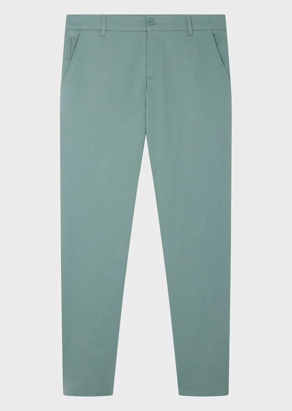 Chino slack skinny 7/8 en coton stretch uni vert - Father and Sons 63915