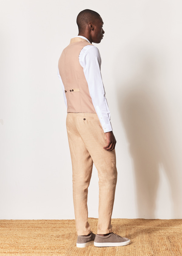Pantalon coordonnable Skinny en lin uni rose - Father and Sons 54317
