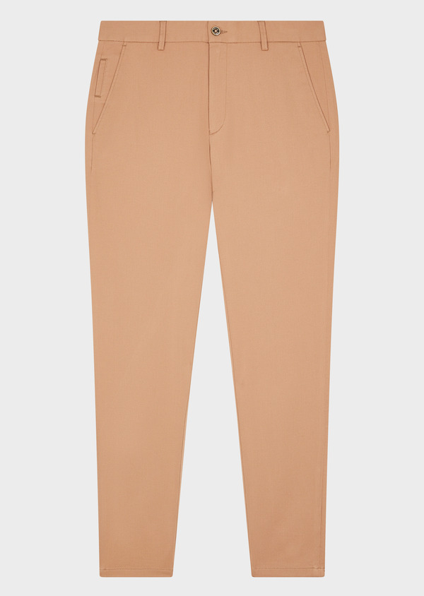 Chino slack skinny 7/8 en coton stretch uni vieux rose - Father and Sons 55386