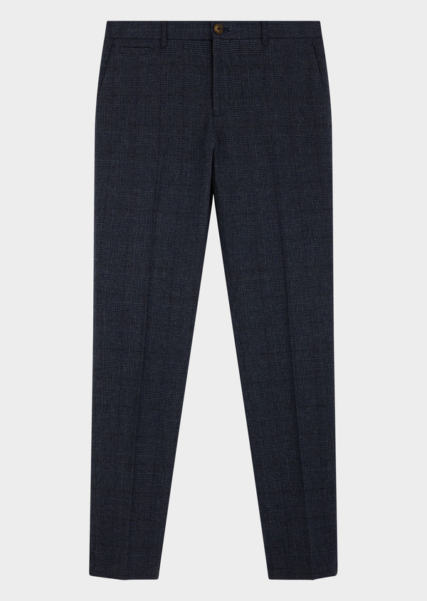 Pantalon coordonnable Slim en coton stretch bleu indigo Prince de Galles - Father and Sons 48531