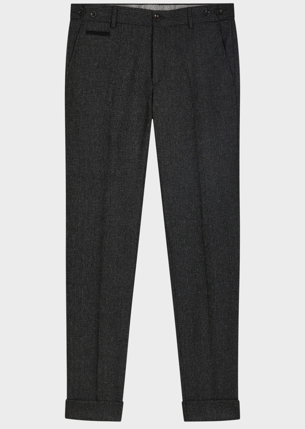 Pantalon coordonnable Slim en laine mélangée anthracite Prince de Galles - Father and Sons 49784
