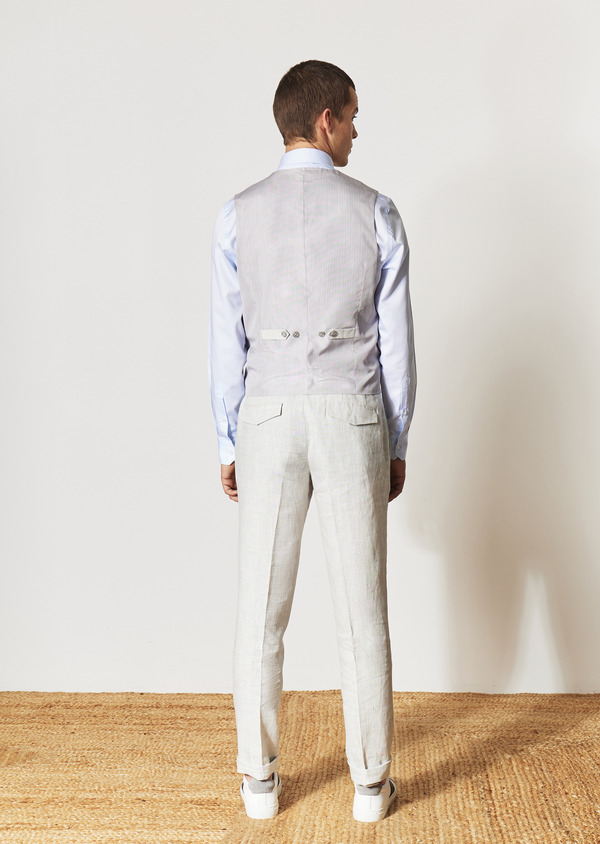 Pantalon coordonnable Slim en lin gris perle Prince de Galles - Father and Sons 54321