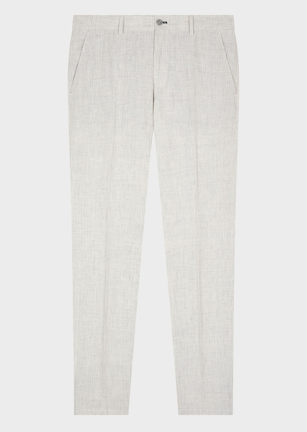 Pantalon coordonnable Slim en lin gris perle Prince de Galles - Father and Sons 54322