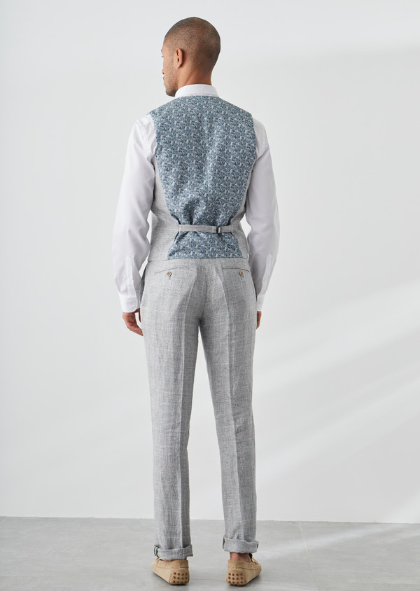 Pantalon coordonnable slim en lin gris Prince de Galles - Father and Sons 45794