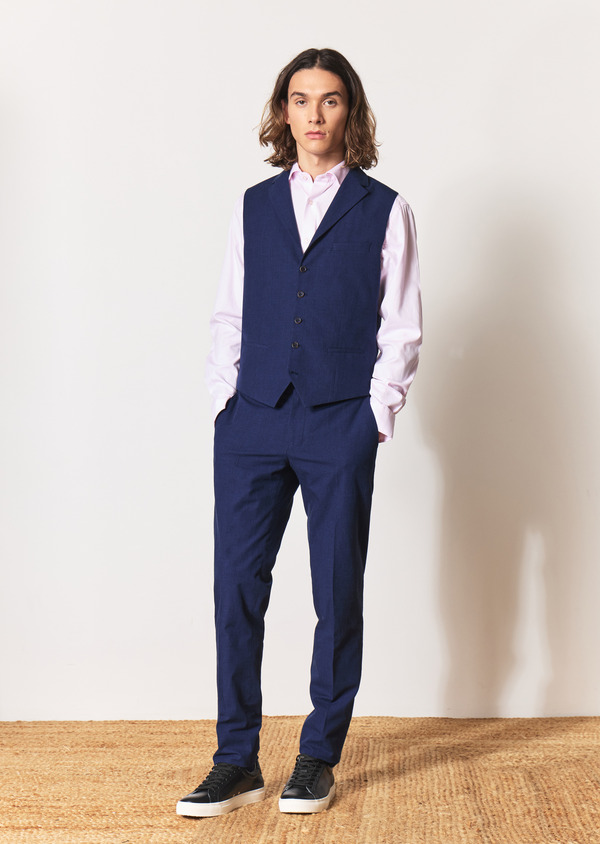 Pantalon coordonnable Slim en coton bleu jeans Prince de Galles - Father and Sons 55352