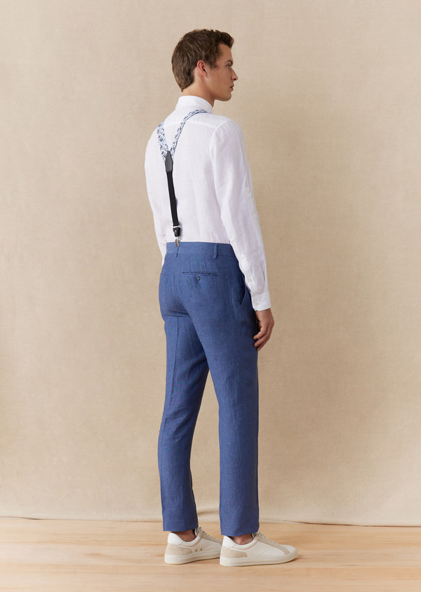 Pantalon coordonnable Slim en lin uni bleu azur - Father and Sons 62599