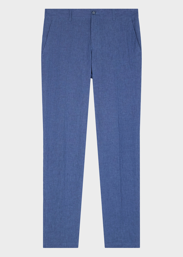Pantalon coordonnable Slim en lin uni bleu azur - Father and Sons 62601