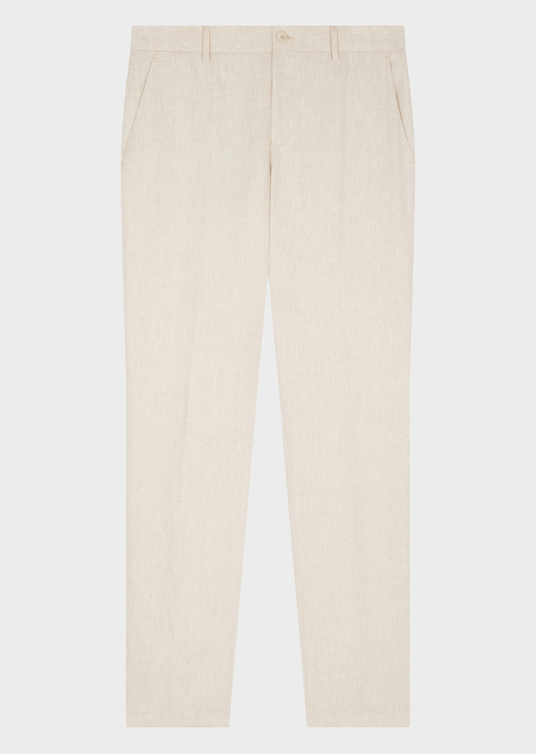 Pantalon coordonnable Slim en lin uni beige - Father and Sons 62605