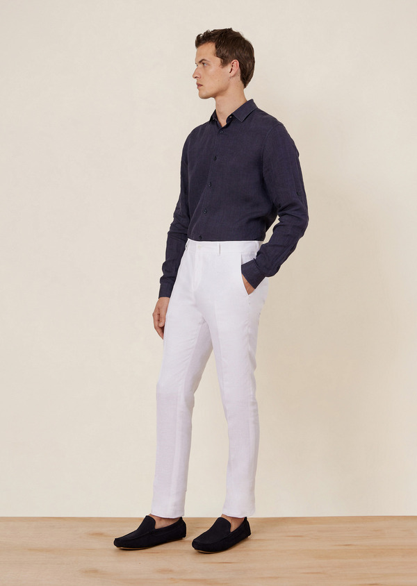 Pantalon coordonnable Slim en lin uni blanc - Father and Sons 64836