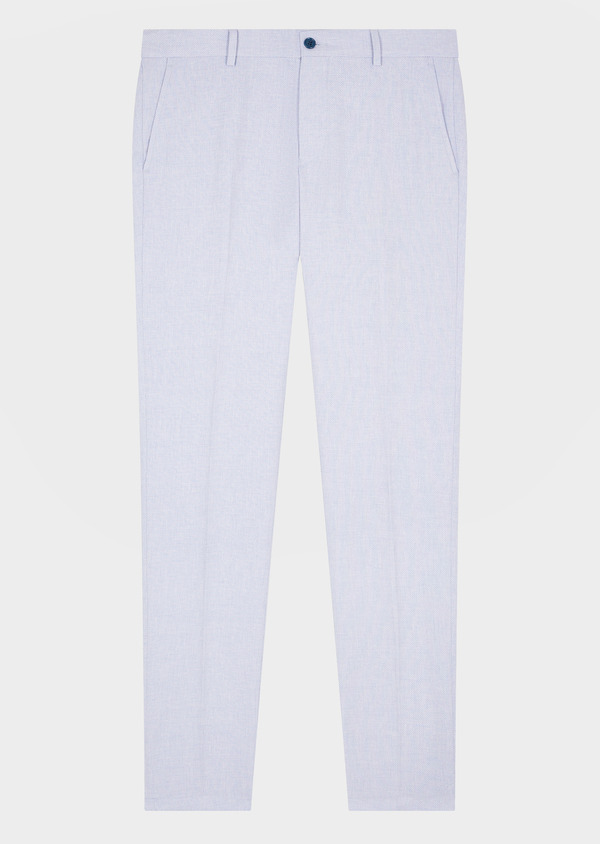 Pantalon coordonnable Slim en coton et lin mélangés unis bleu ciel - Father and Sons 55368