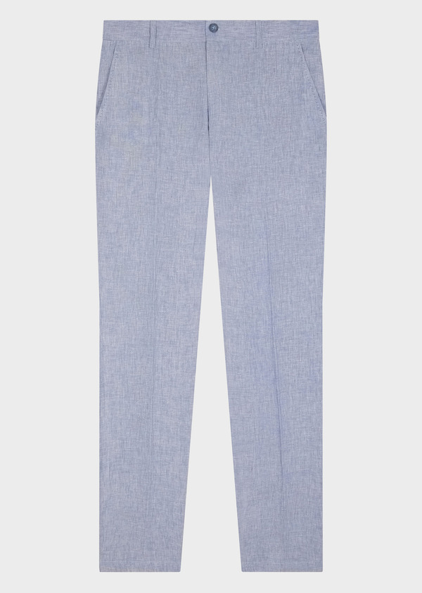 Pantalon coordonnable Slim en lin uni bleu ciel - Father and Sons 62597