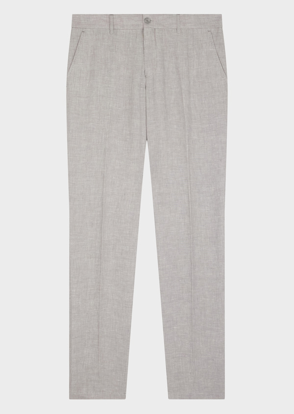Pantalon coordonnable Slim en lin uni gris perle - Father and Sons 63901