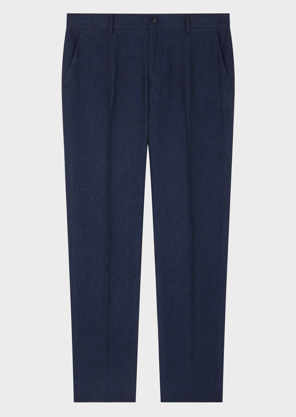 Pantalon coordonnable Slim en lin uni bleu indigo - Father and Sons 63896