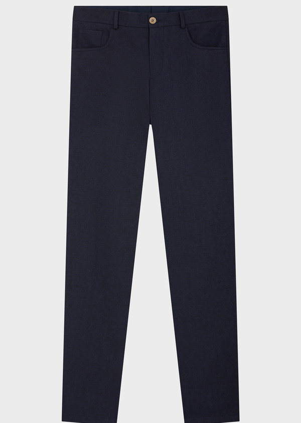 Pantalon coordonnable Slim en coton mélangé uni bleu marine - Father and Sons 63662