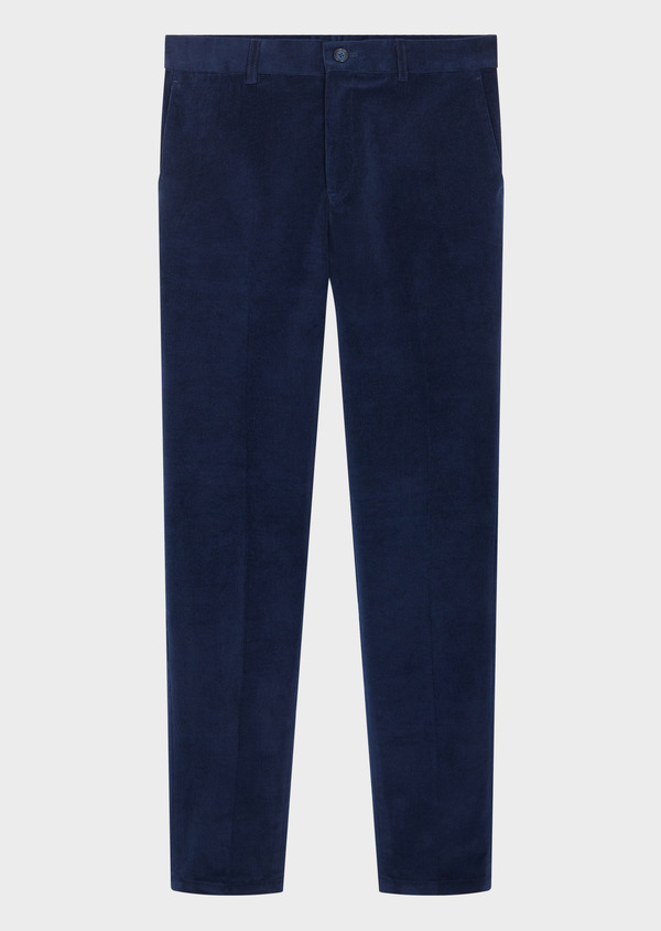 Pantalon coordonnable Slim en velours côtelé uni bleu marine - Father and Sons 60145