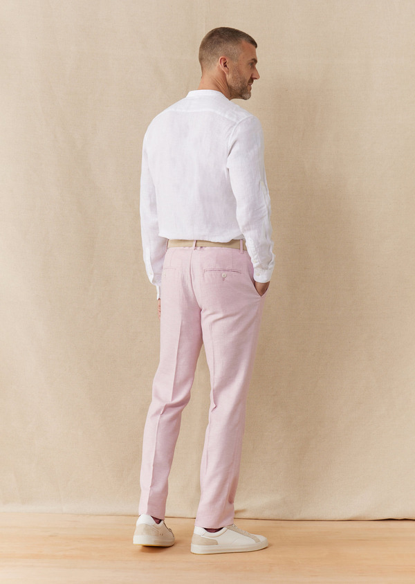 Pantalon coordonnable Slim en coton et lin unis rose - Father and Sons 62608