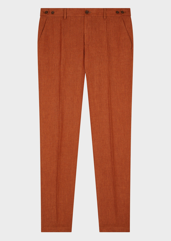 Pantalon coordonnable Slim en lin uni terracotta - Father and Sons 52089