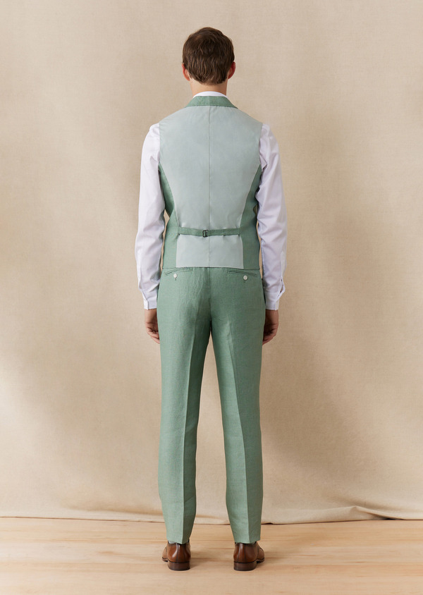 Pantalon coordonnable Slim en lin uni vert - Father and Sons 64400