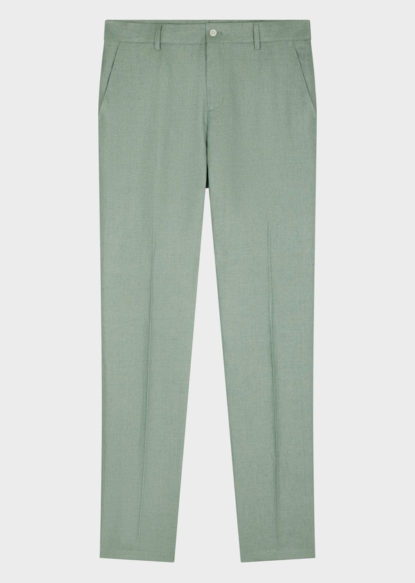 Pantalon coordonnable Slim en lin uni vert - Father and Sons 64402