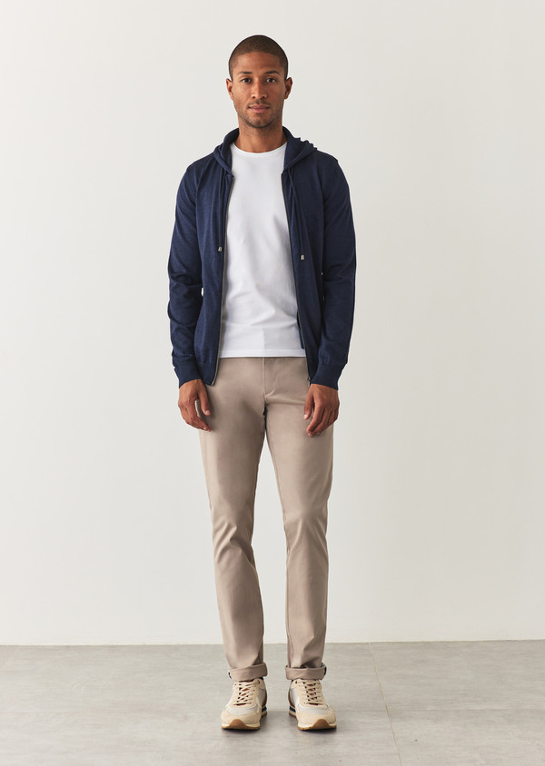 Chino slack skinny en coton stretch uni beige - Father and Sons 57676