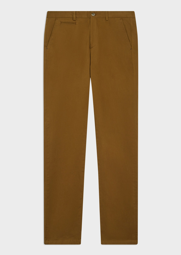 Chino slack skinny en coton stretch uni camel - Father and Sons 57683