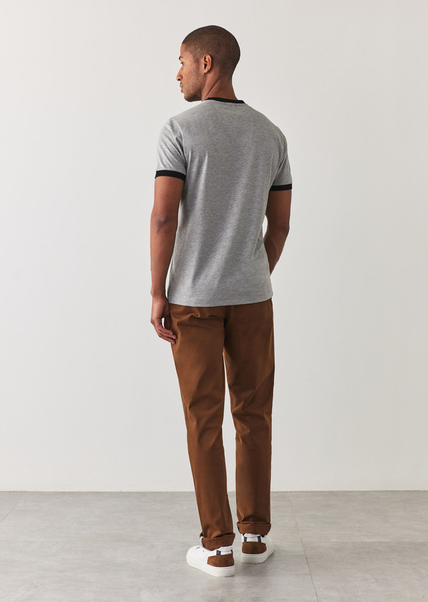 Chino slack skinny en coton stretch uni camel - Father and Sons 57681