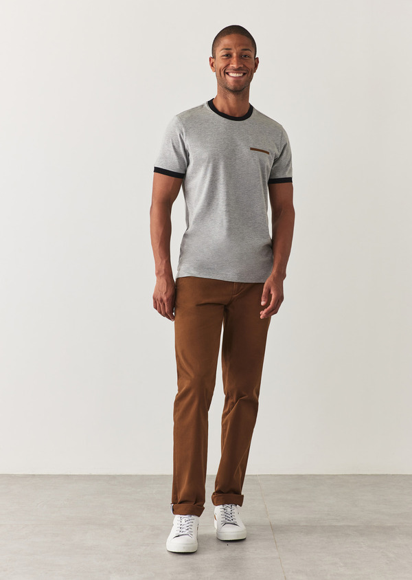 Chino slack skinny en coton stretch uni camel - Father and Sons 57680
