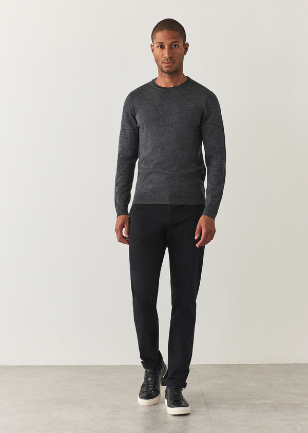 Chino slack skinny en coton stretch uni noir - Father and Sons 59826