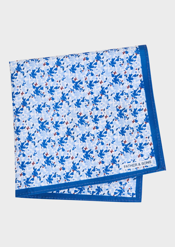Pochette blanche à motif fleuri bleu cobalt - Father and Sons 55617