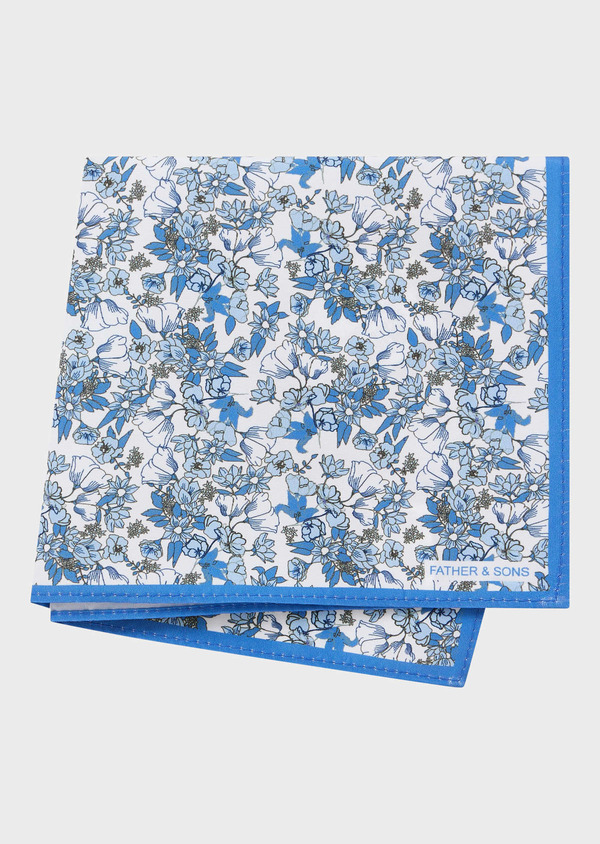 Pochette blanche à motif fleuri bleu ciel - Father and Sons 58035