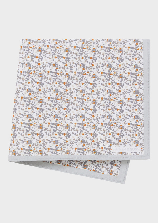 Pochette blanche à motif fleuri gris perle et orange - Father and Sons 58041