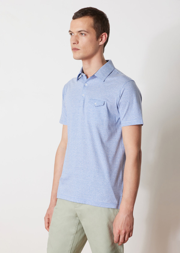 Polo sport-chic col chambray homme - marine