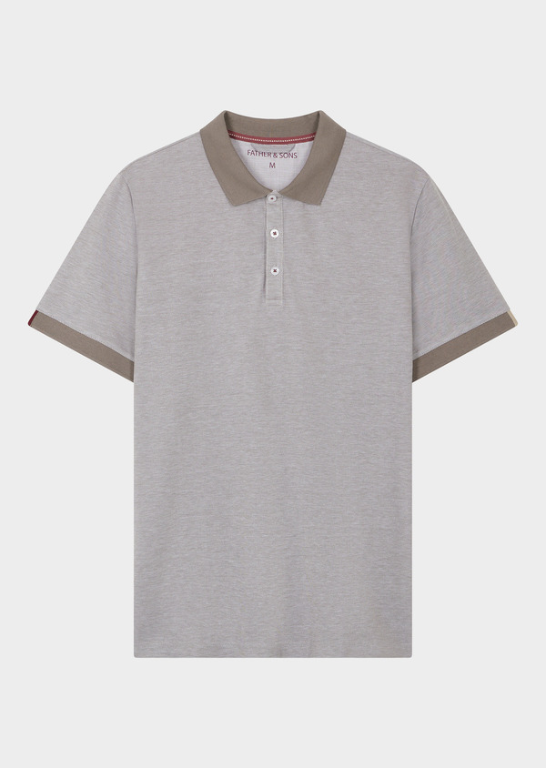 Polo manches courtes Slim en coton uni taupe - Father and Sons 46051
