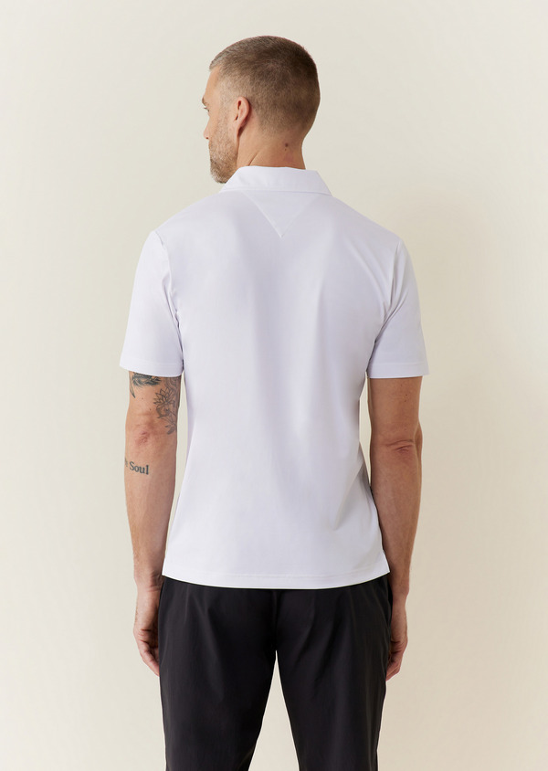 Polo Passionné en polyester recyclé stretch uni blanc - Father and Sons 62198