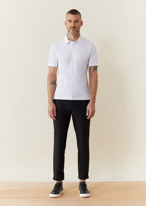 Polo Passionné en polyester recyclé stretch uni blanc - Father and Sons 62199