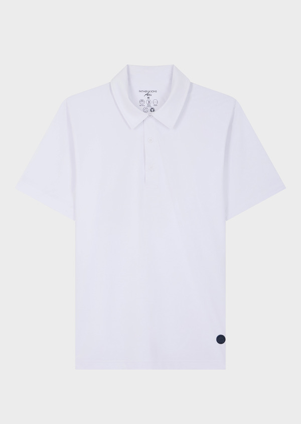 Polo Passionné en polyester recyclé stretch uni blanc - Father and Sons 62200