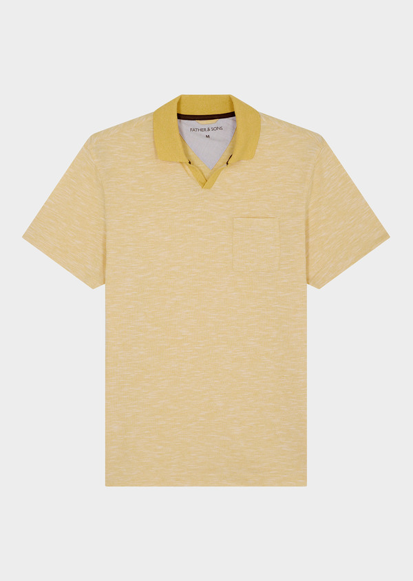 Polo manches courtes Slim en coton uni jaune - Father and Sons 46360
