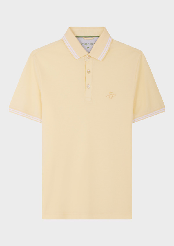 Polo manches courtes Slim en coton uni jaune - Father and Sons 64459