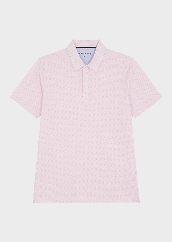 Polo manches courtes Slim en coton rose pâle à motif fantaisie - Father and Sons 63346